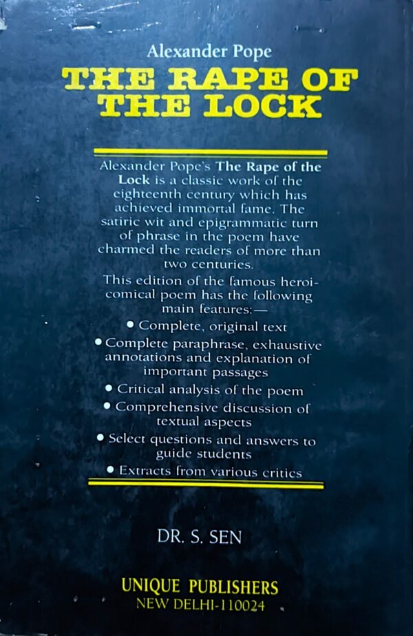 Alexander pope THE RAPE OF THE LOCK BY Dr S. Sen - Image 2