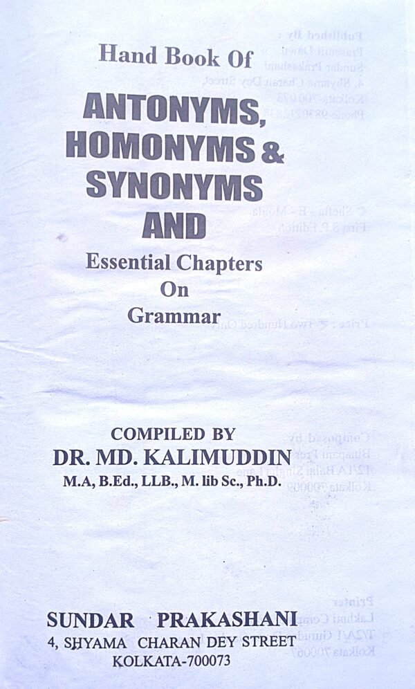 HANDBOOK OF ANTONYMS AND HOMONYMS AND SYNONYMS - Image 3